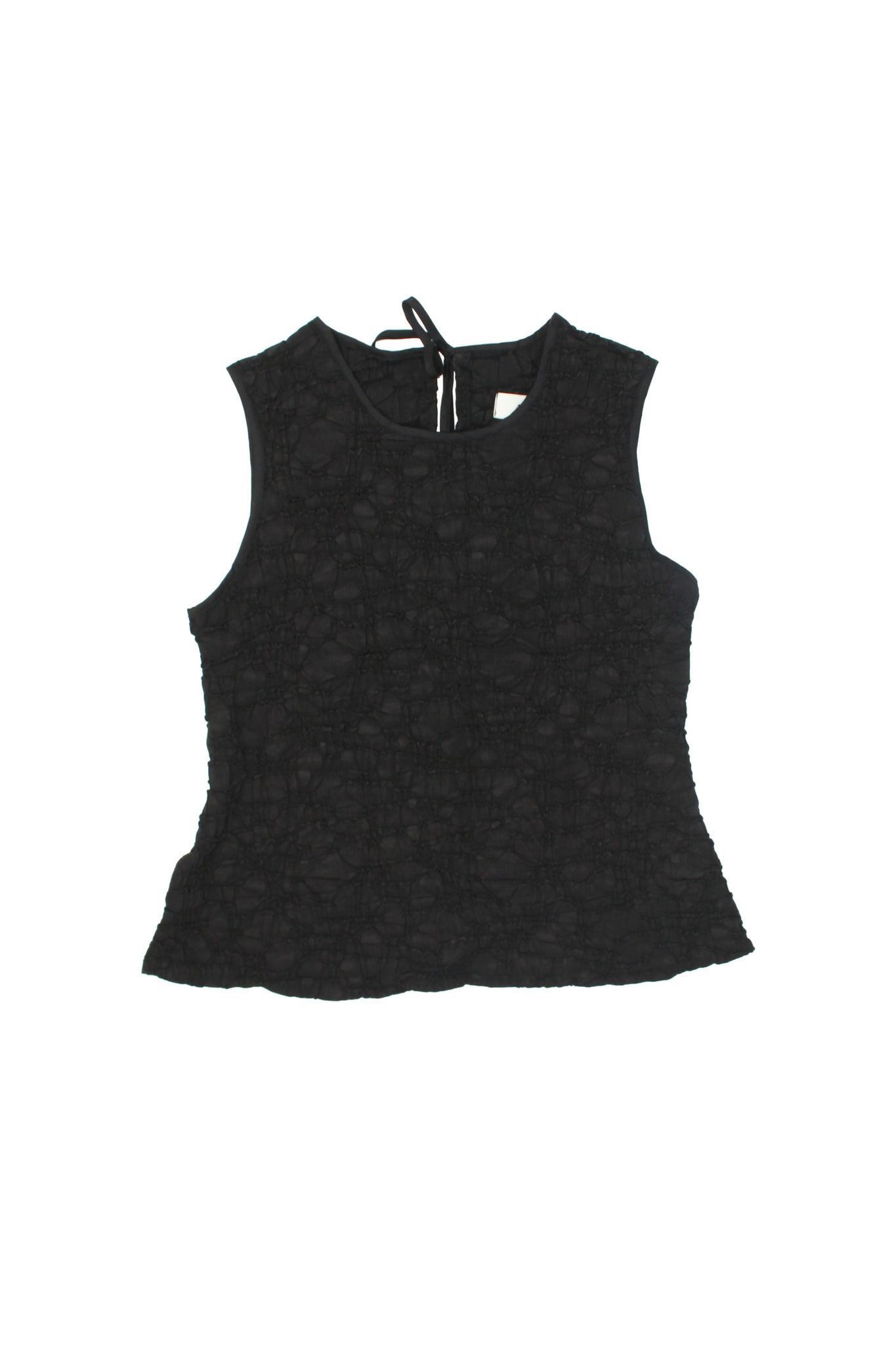Texture Back Ribbon Top in Black