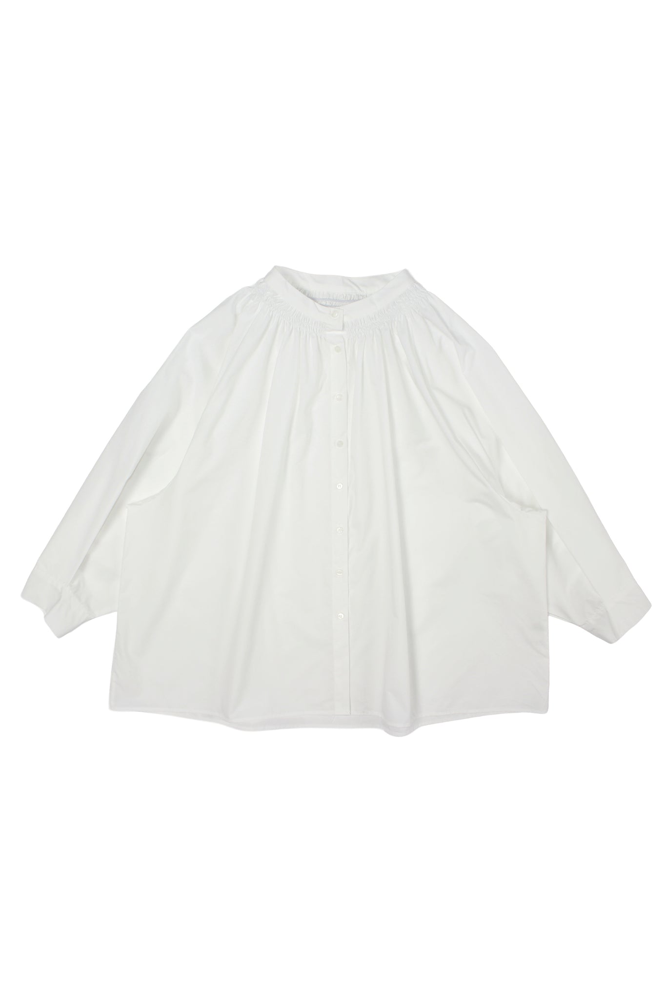 Eto Shirring Neck Button Up Shirt in White – Jowa.shop
