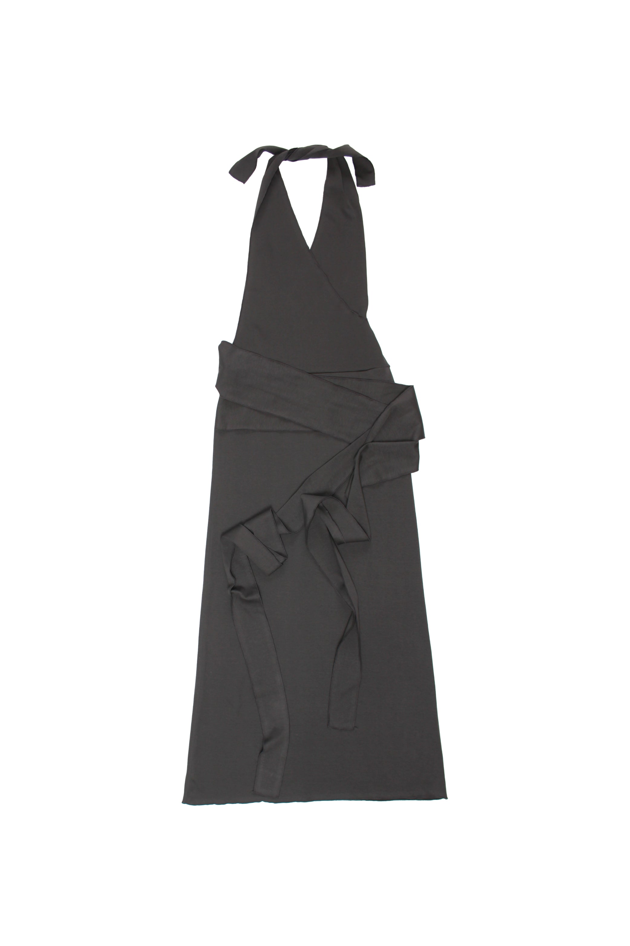 charcoal grey halter dress Halterneck Wrap Front Hem Detail Mini Dress In Charcoal Grey | EGO AU