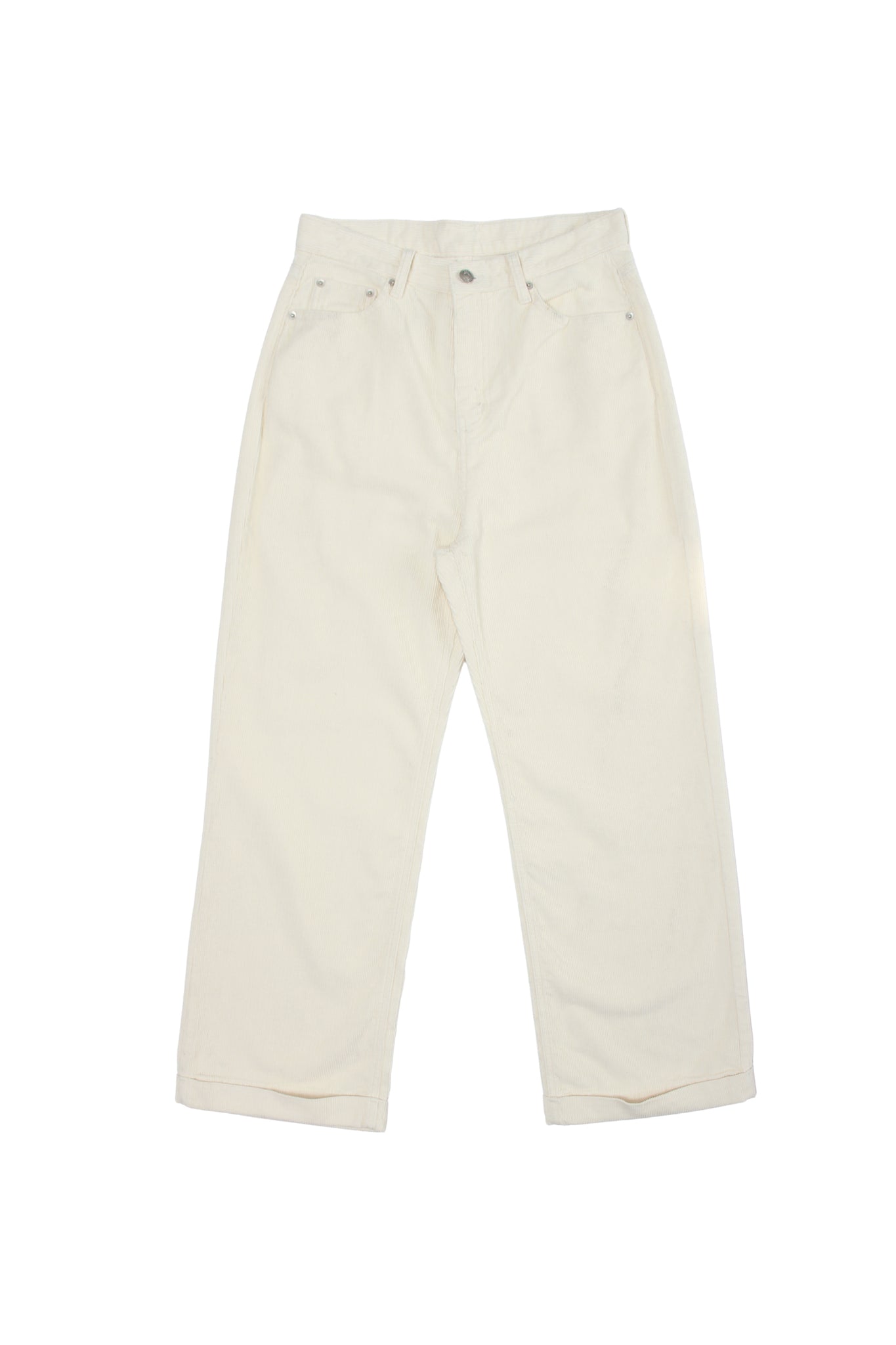 Corduroy Rolled up Pants in Cream