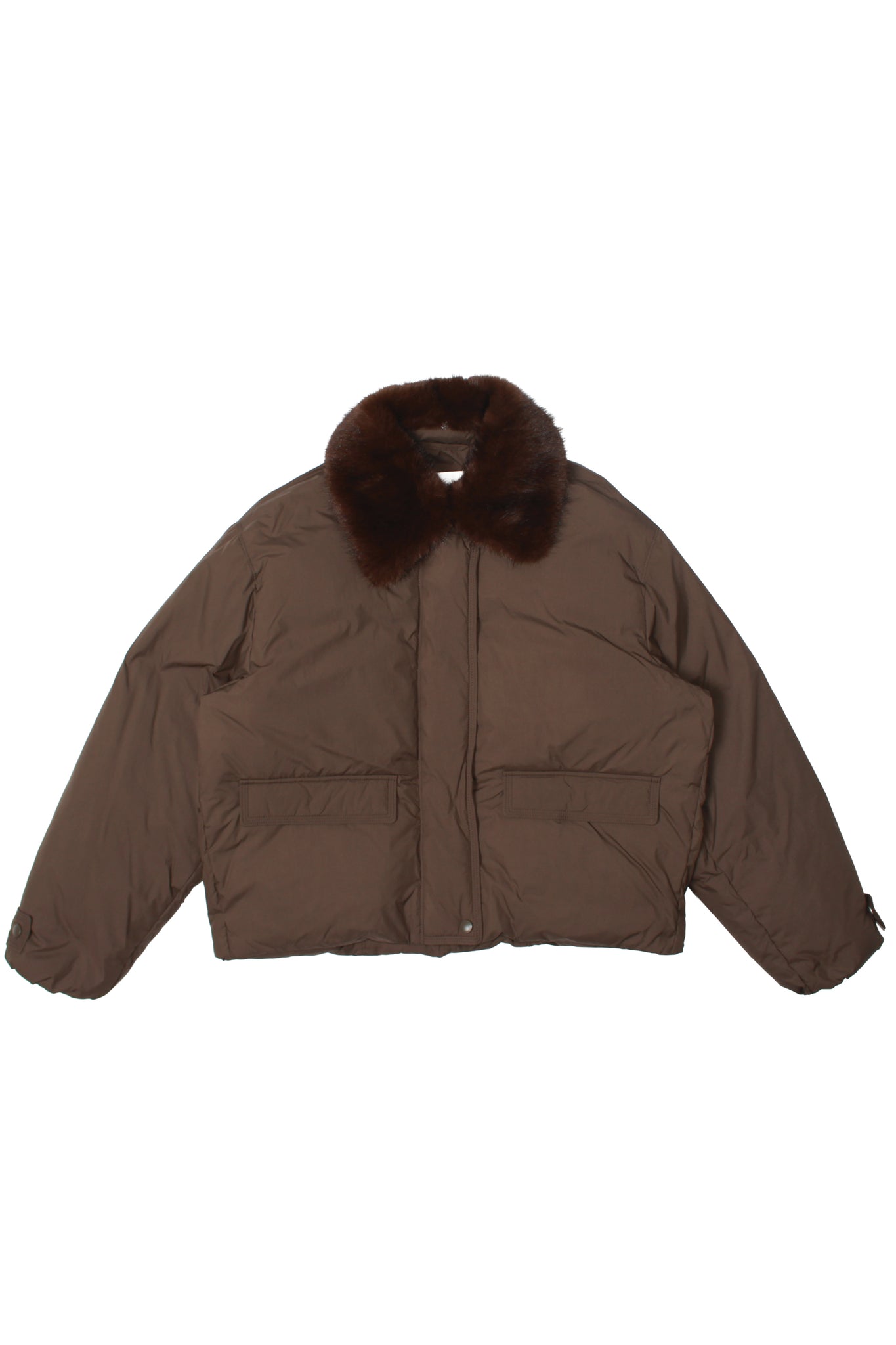 Leive Fur Duck Down Jacket in Brown