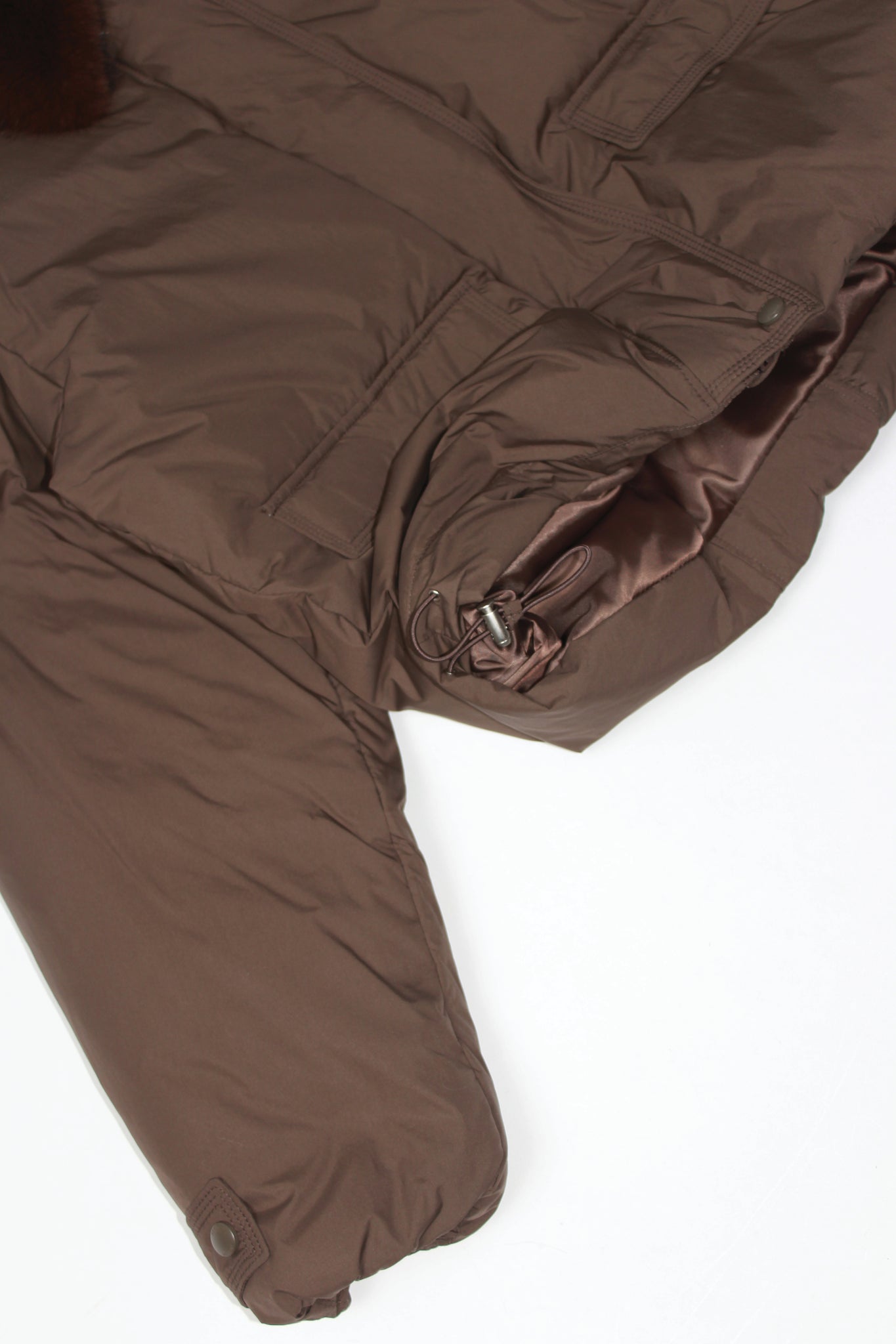 Leive Fur Duck Down Jacket in Brown