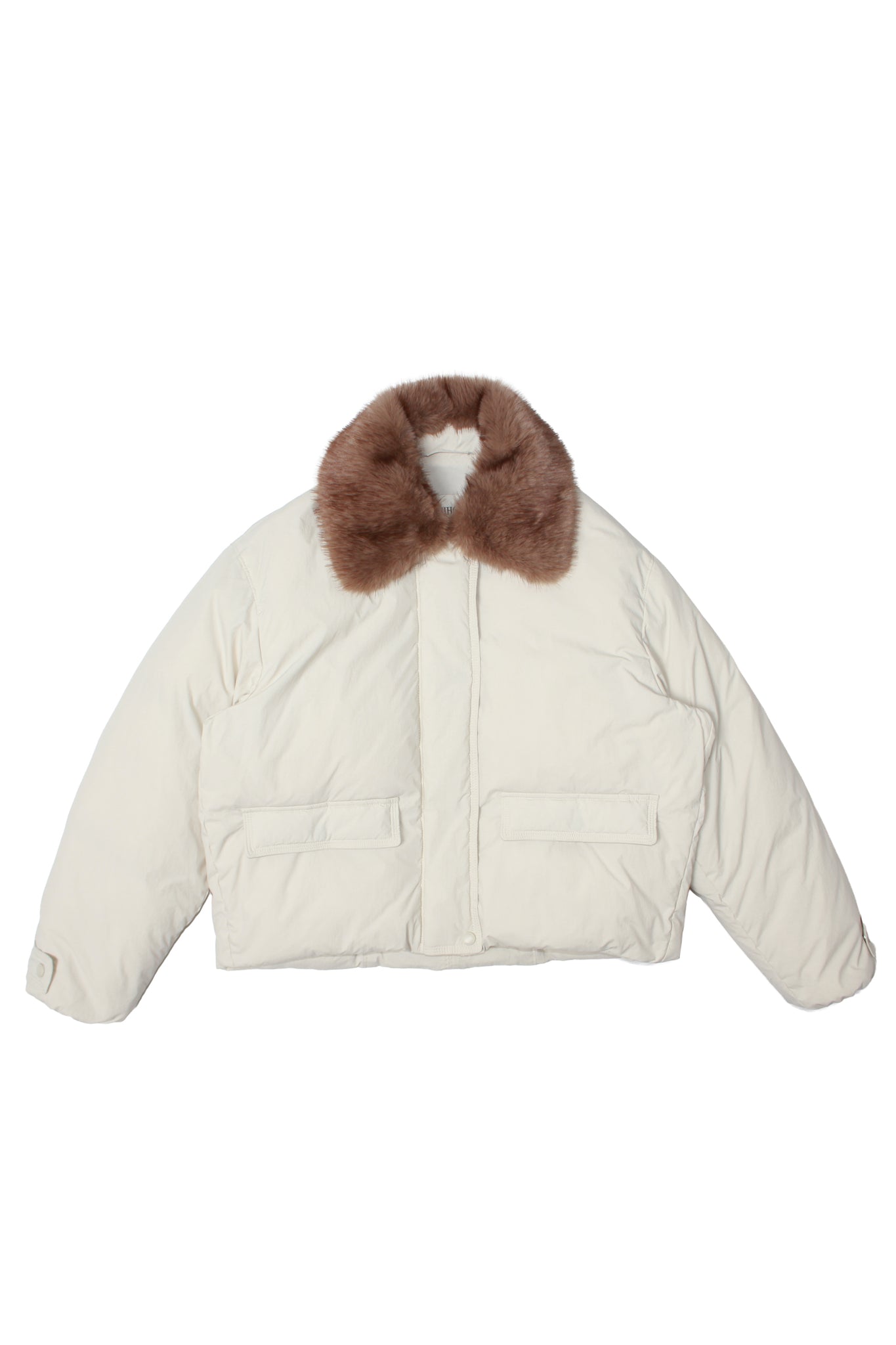 Leive Fur Duck Down Jacket in Cream