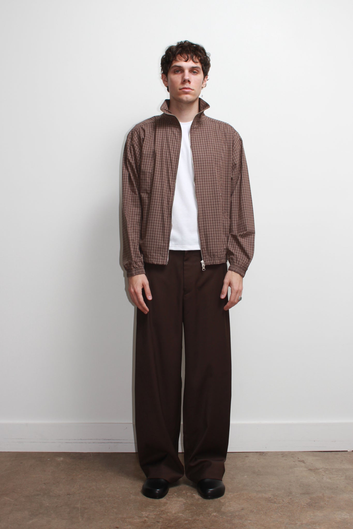 Kai Plaid Zipper Shirket in Brown