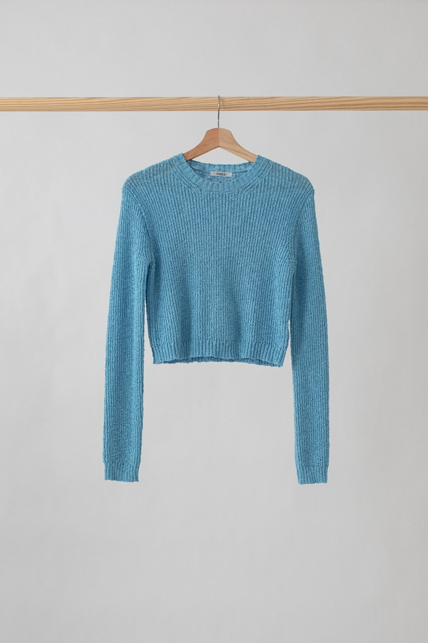 Ethereal Blue Crop Knit Top