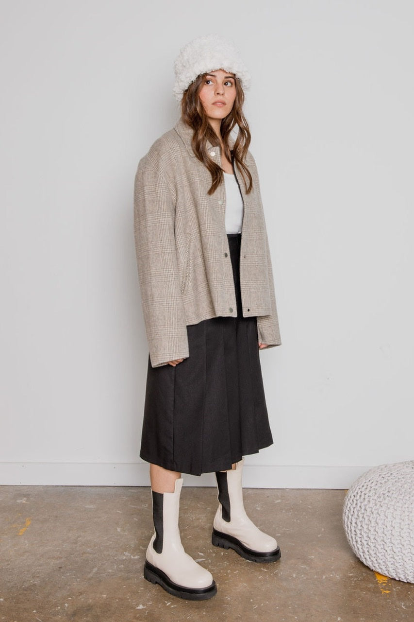 Handmade) Oversized Plaid Wool Coat