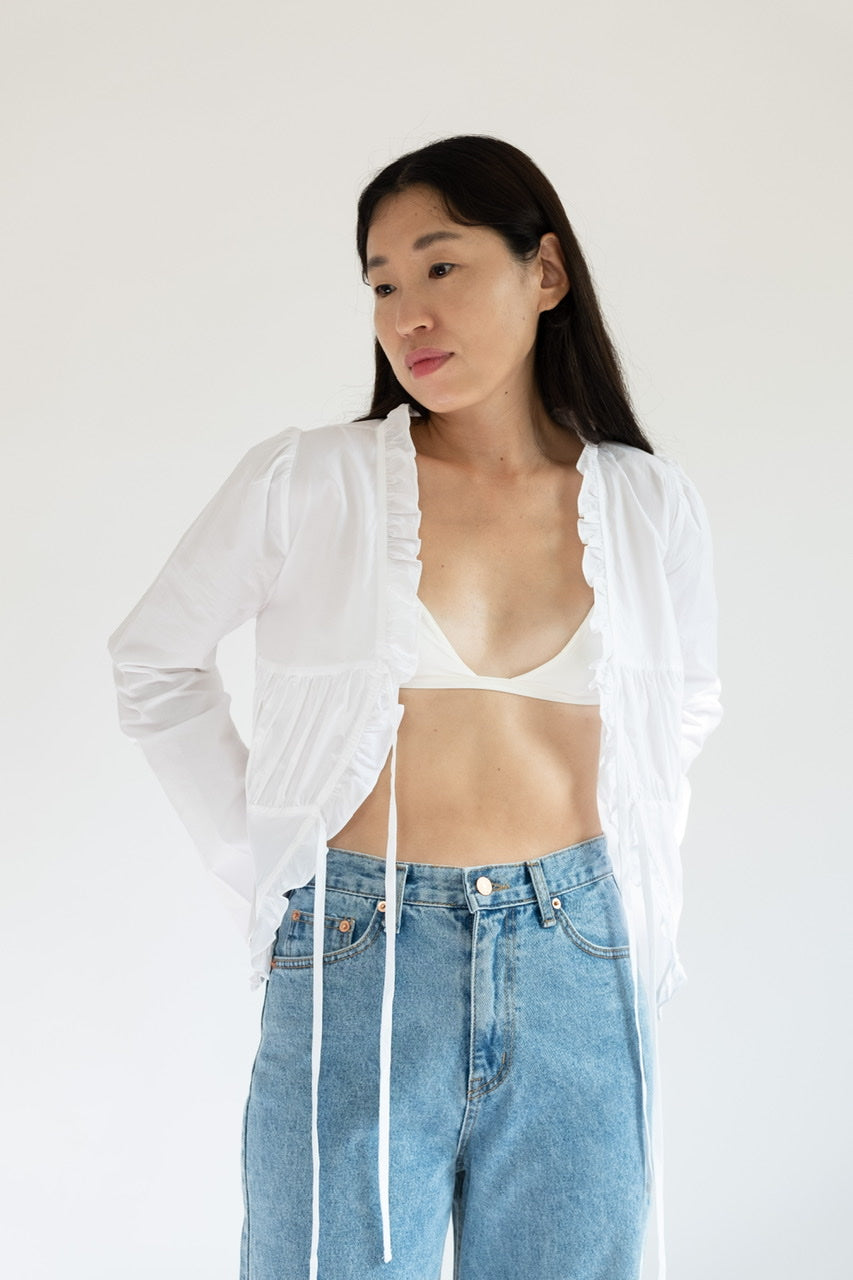 Ruffle Ribbon Shirts (2 Colors)