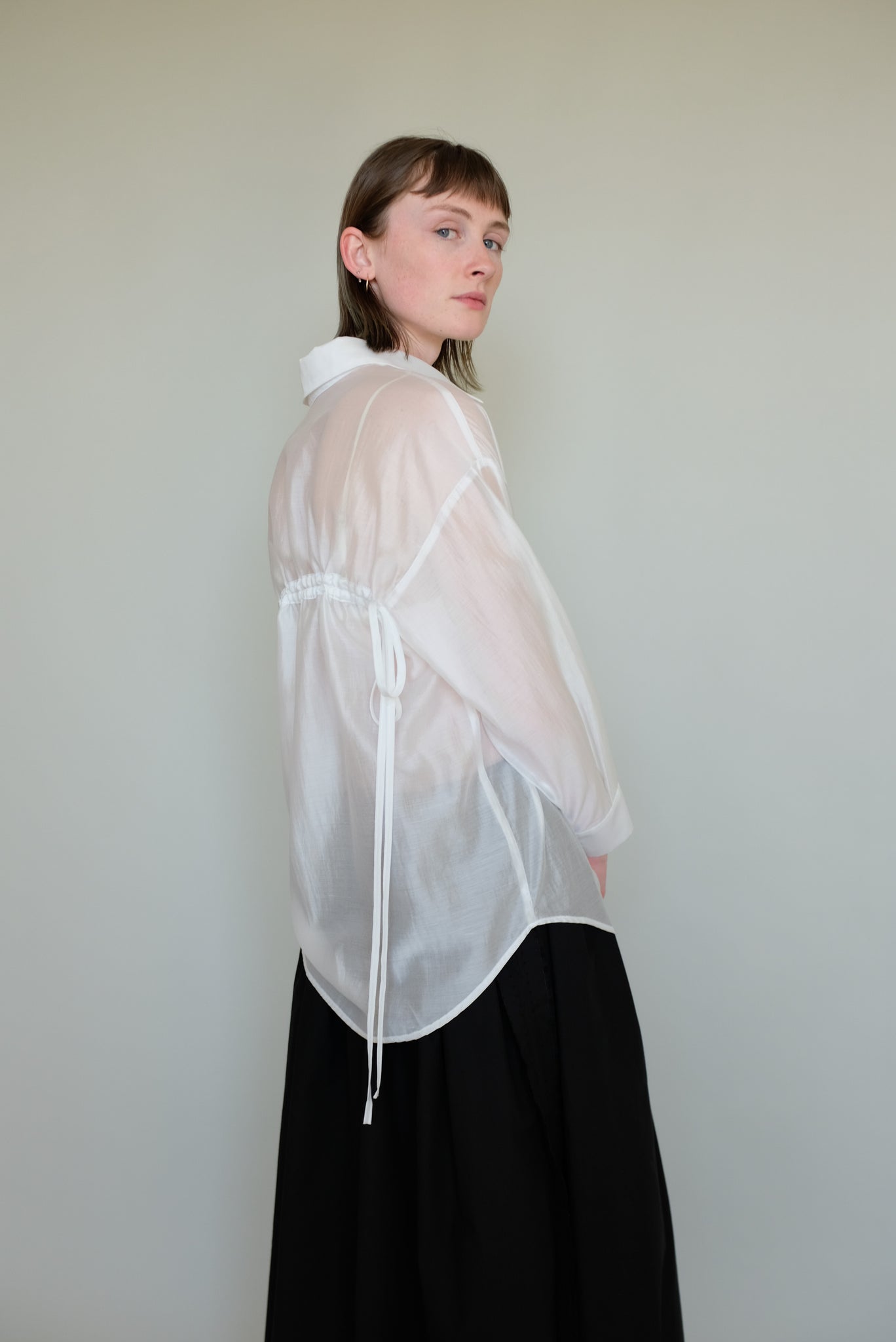 See through Shirts with string in White