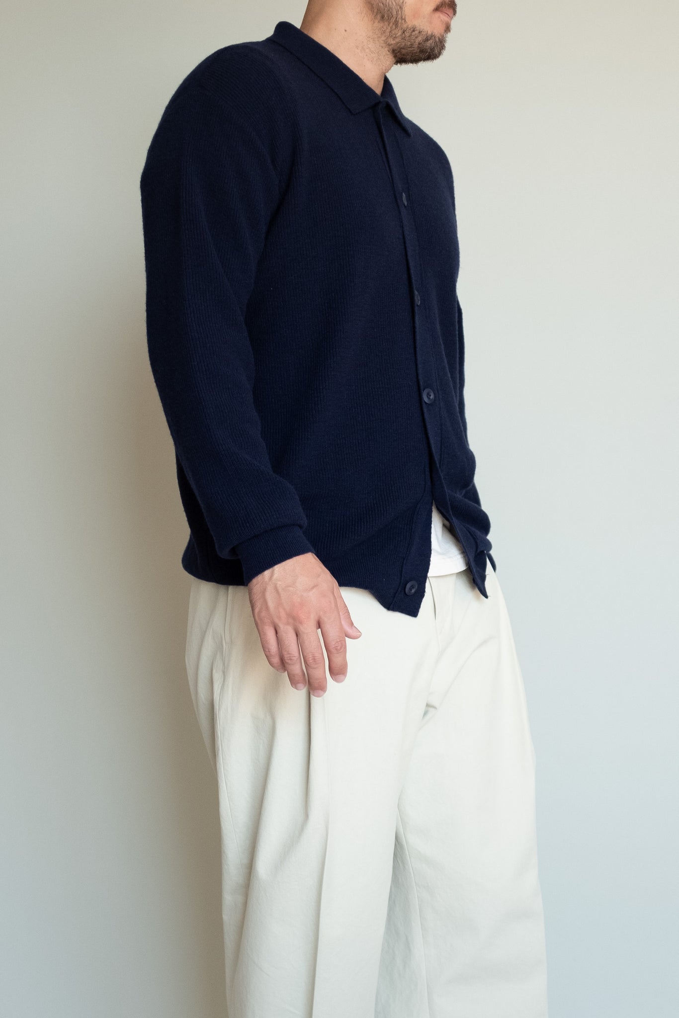 Miller Merino Wool Cardigan in Navy