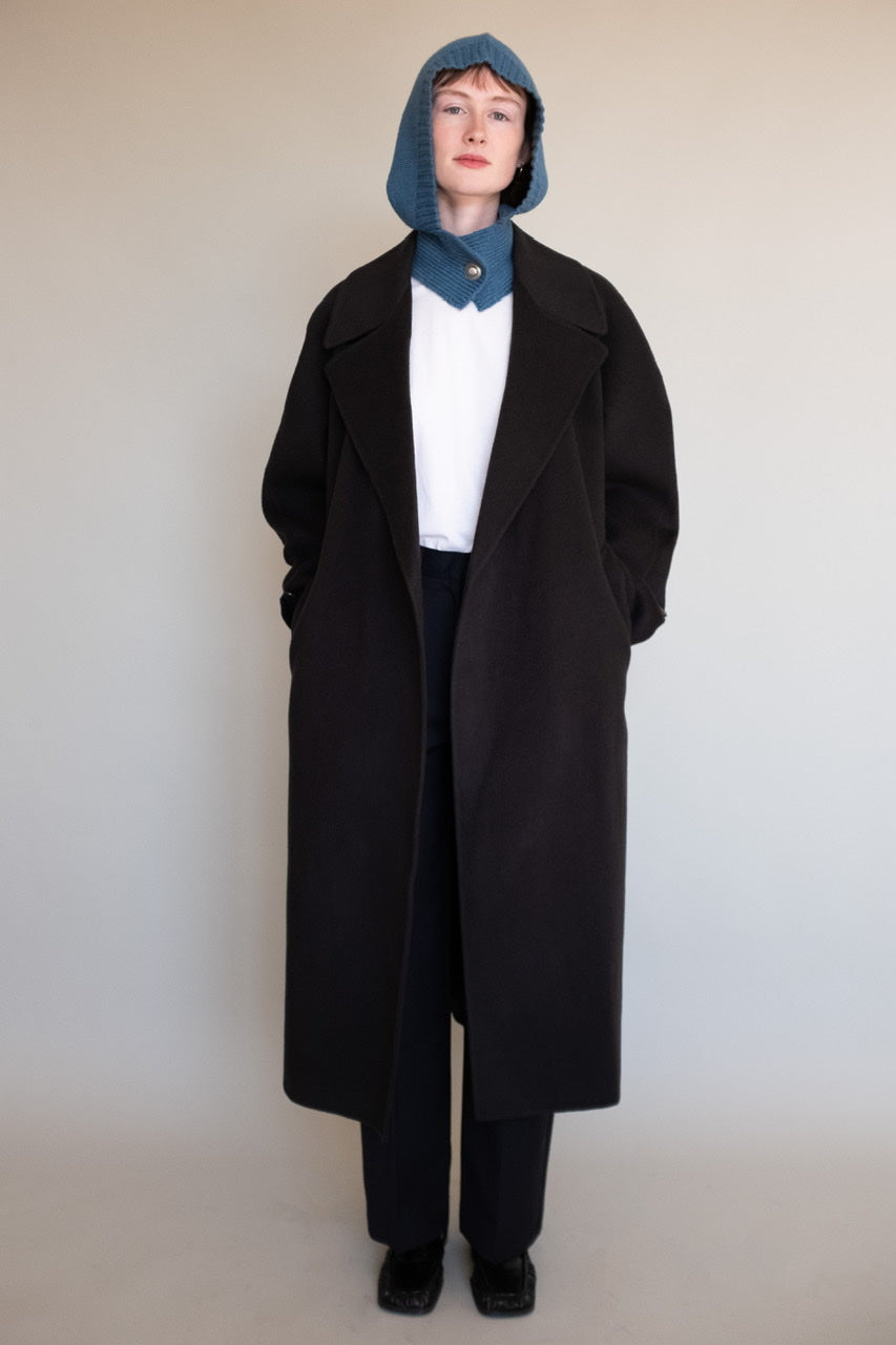 Handmade) Merino Wool Trench Coat in Charcoal