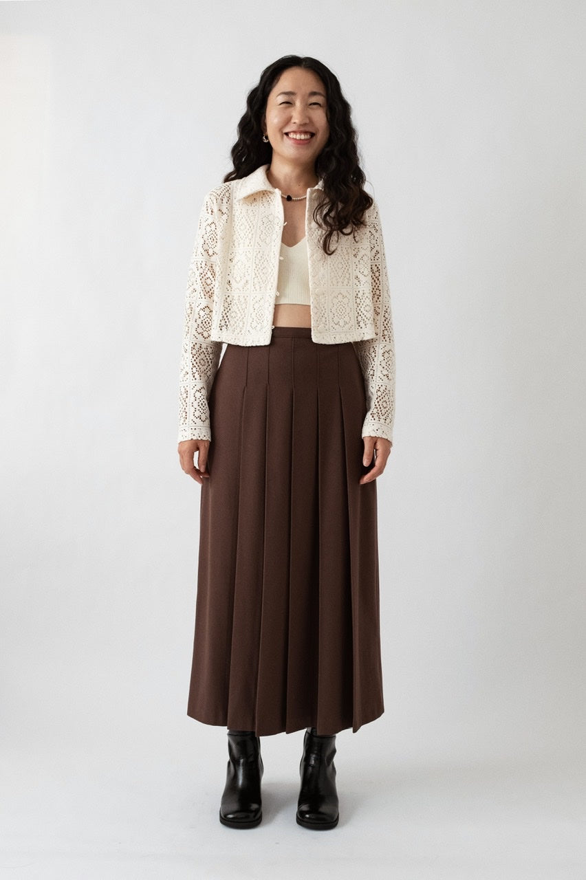 Meve Pleated Brown Skirt