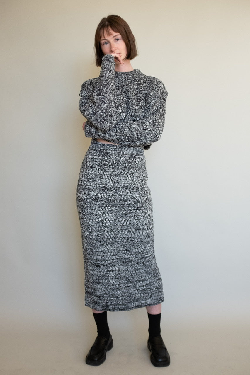 Mix Color Knit Pencil Skirt