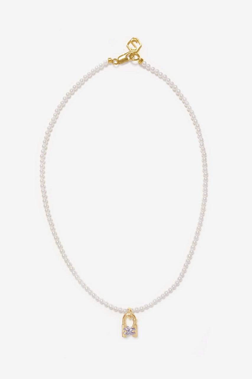 PEARL LOCK NECKLACE IN GOLD BY S_S.IL
