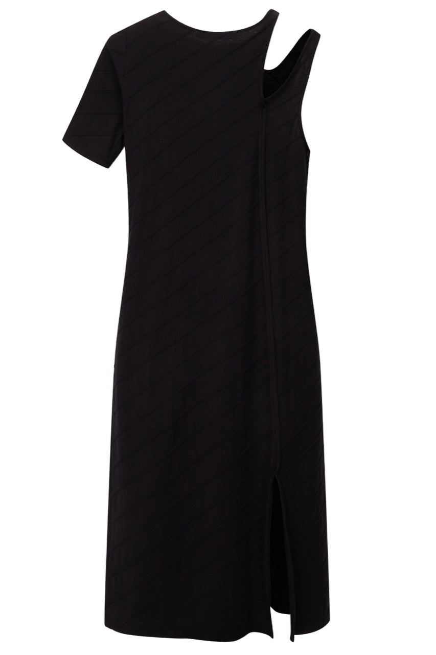 ONE-SHOULDER CUT-OUT DRESS BY THEOPEN PRODUCT IN BLACK