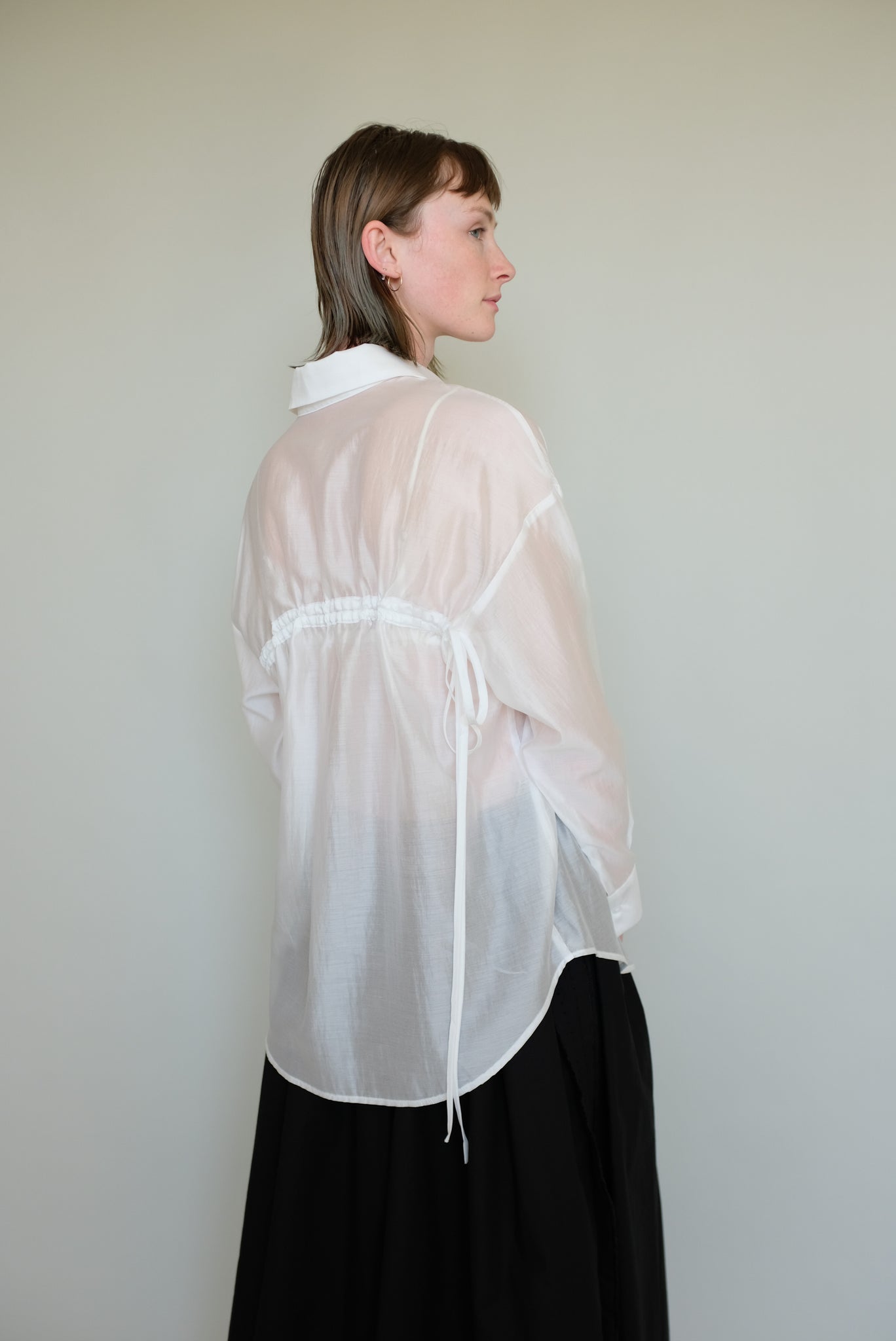See through Shirts with string in White