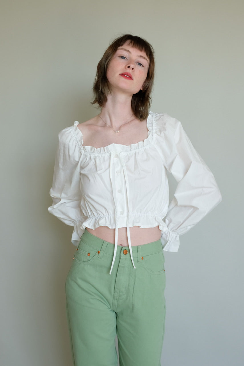 Color Washing Cotton Jean in Jade