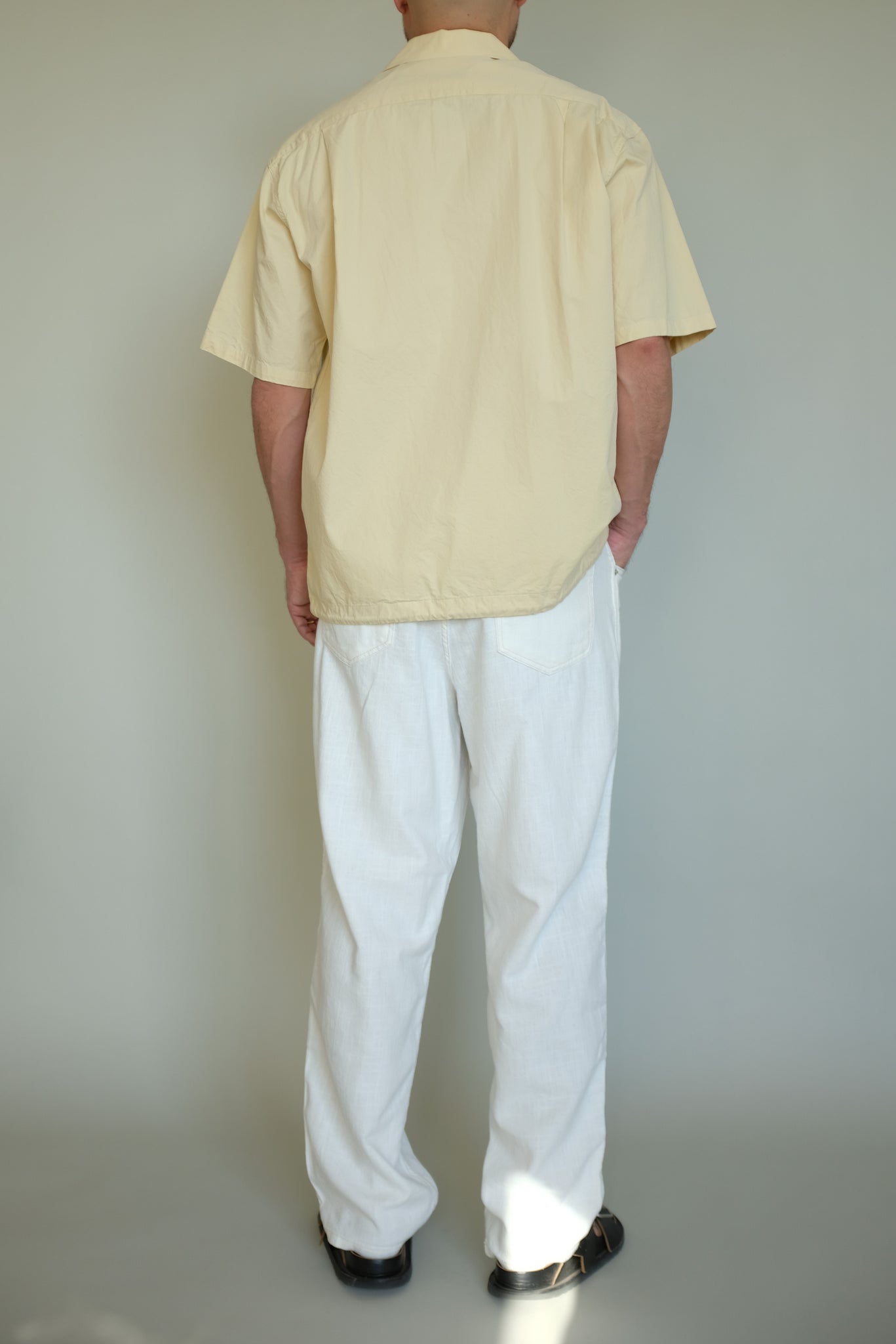 Convertible Collar Shirt in Yellow Cream