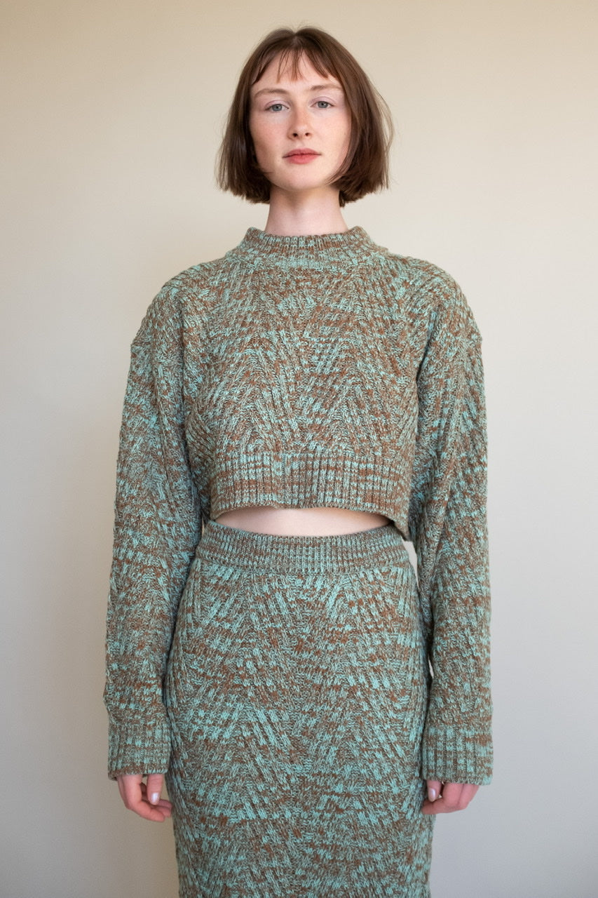 Mix Color Crop Knit in Mint