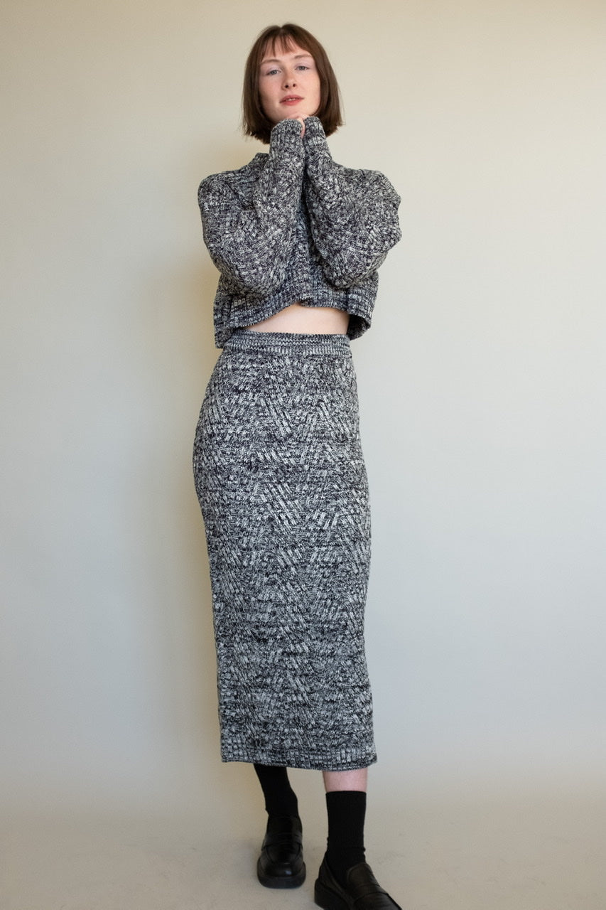 Mix Color Knit Pencil Skirt