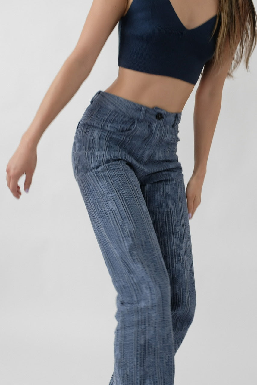 Texture Slim Linen Jean in Blue