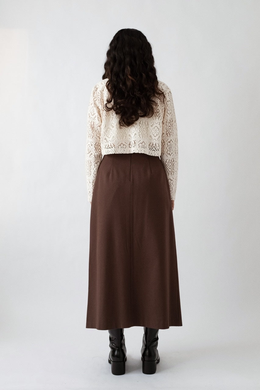 Meve Pleated Brown Skirt