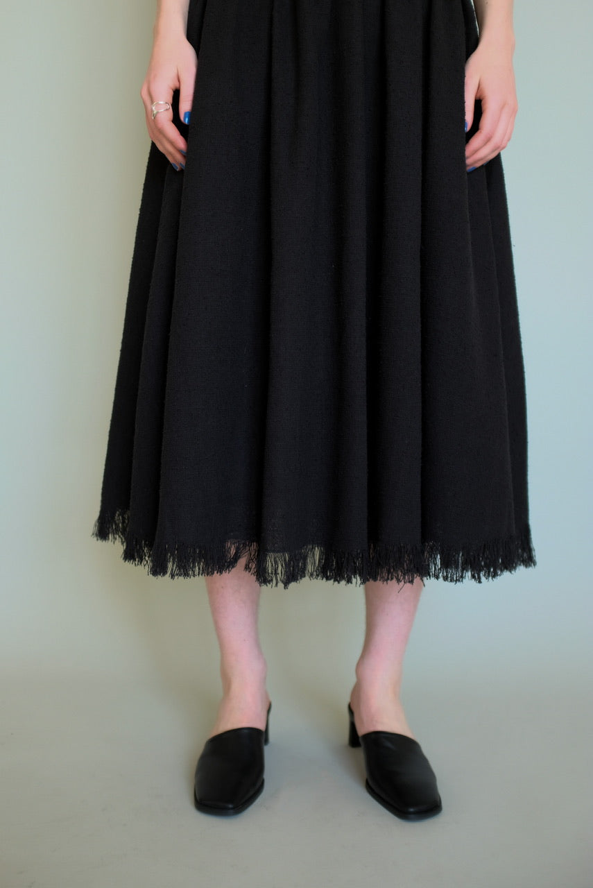 Tweed Off Shoulder Dress in Black