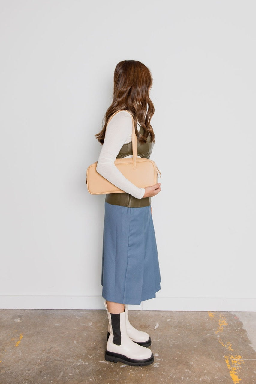 Vegan Leather Shoulder Bag(2 Colors)
