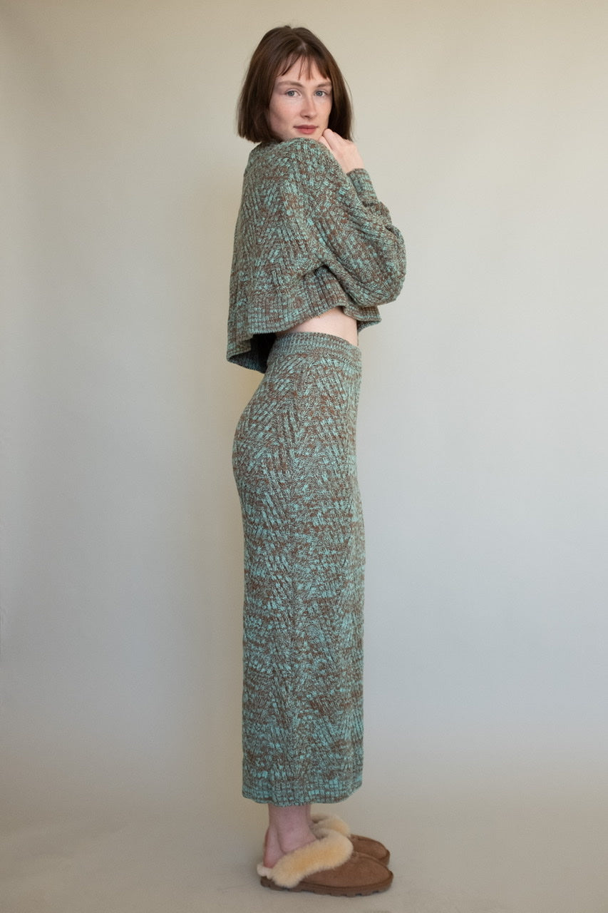 Mix Color Crop Knit in Mint