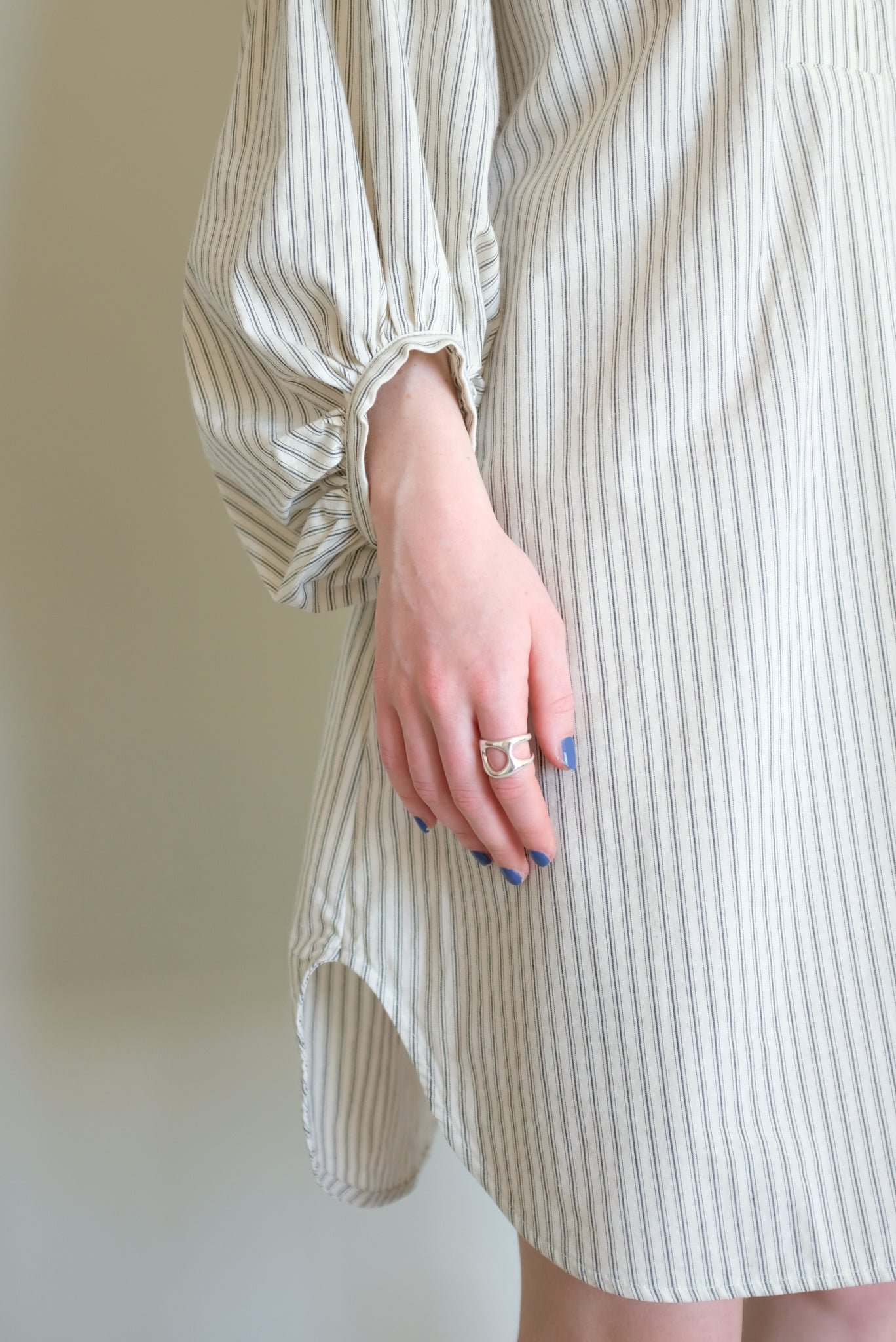 Volume Sleeve Dress in Stripes