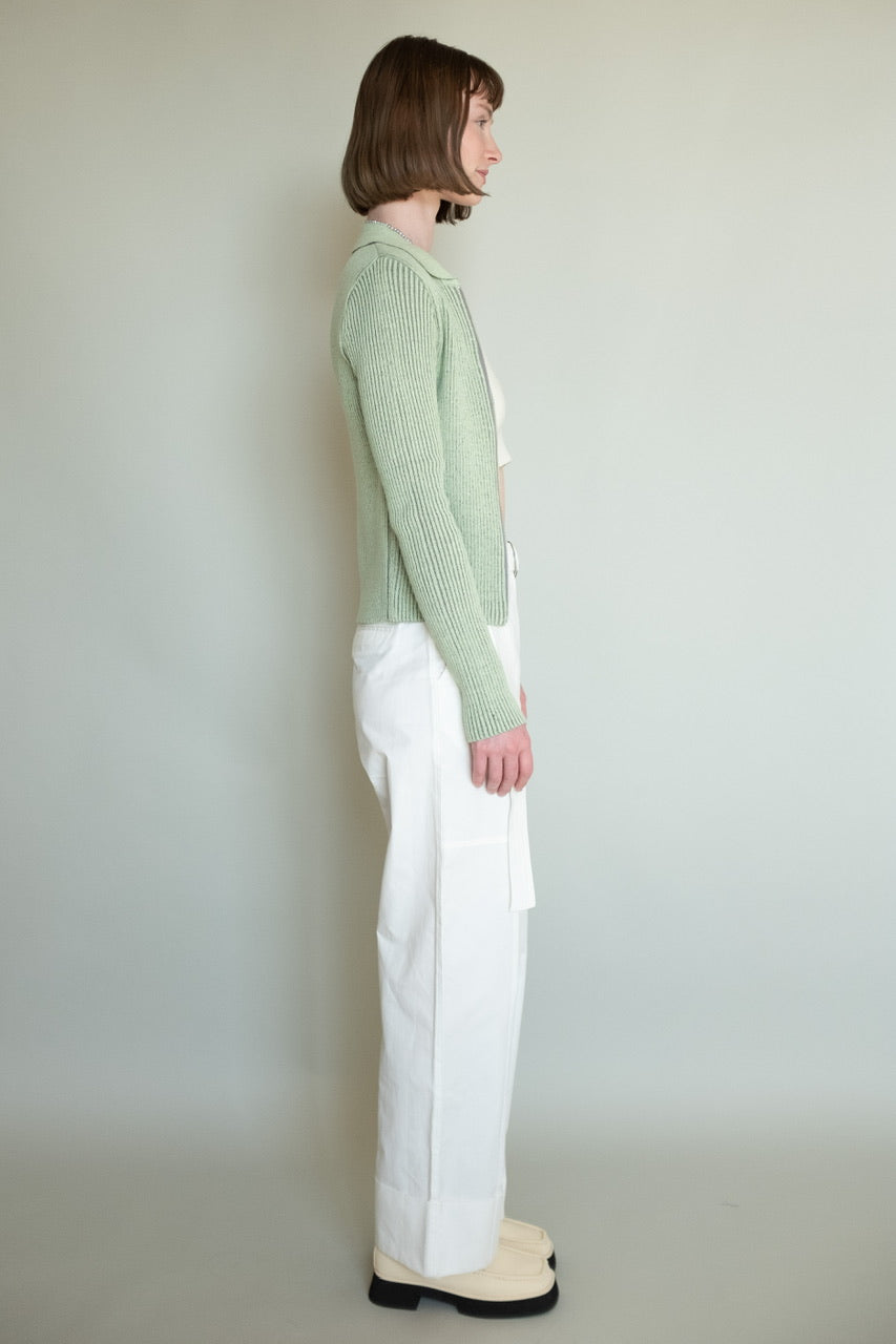 Two tone Zip up Cardigan in Mint