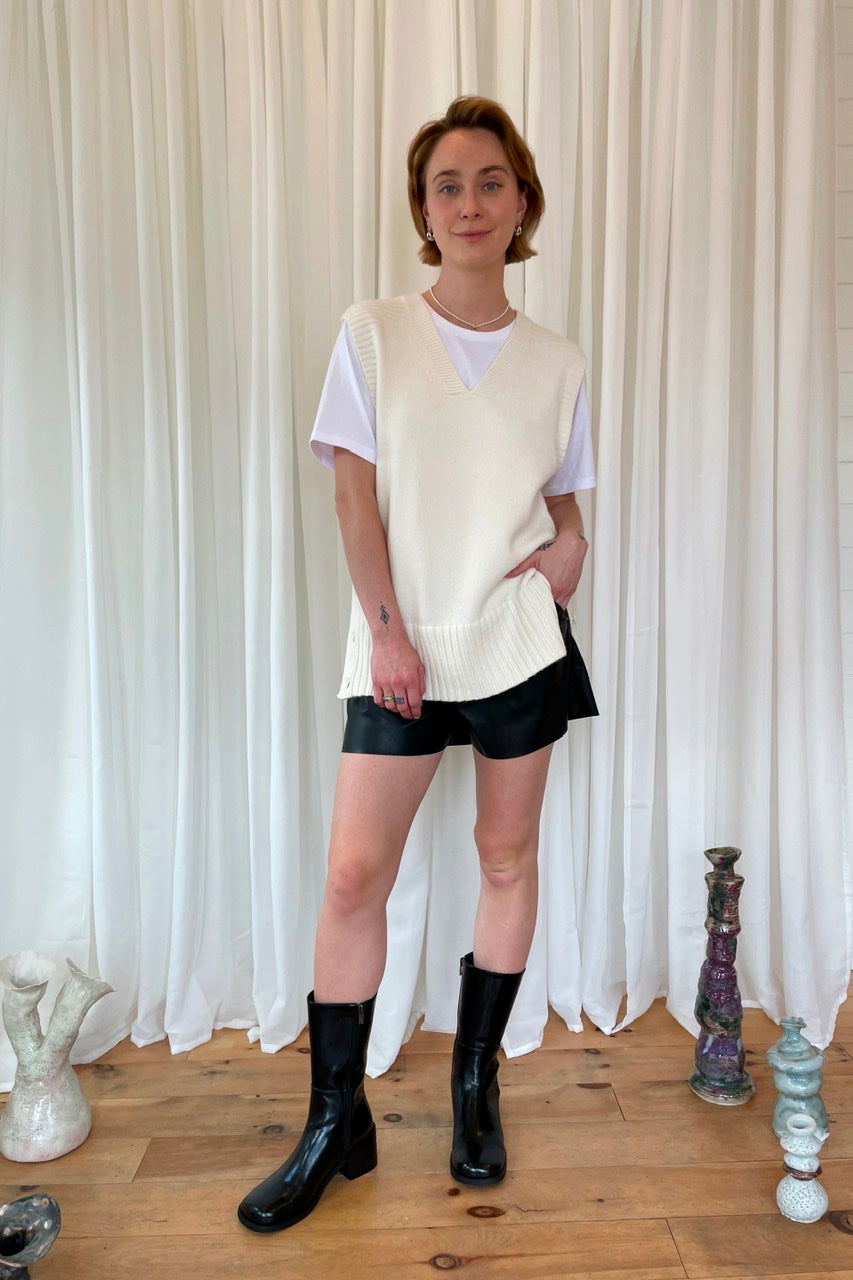 Oversized Knit Vest in Cream