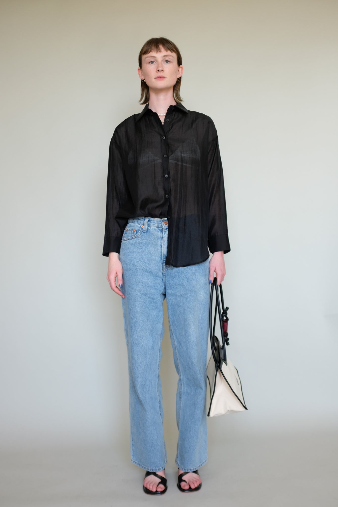 See through Shirts with string in Black