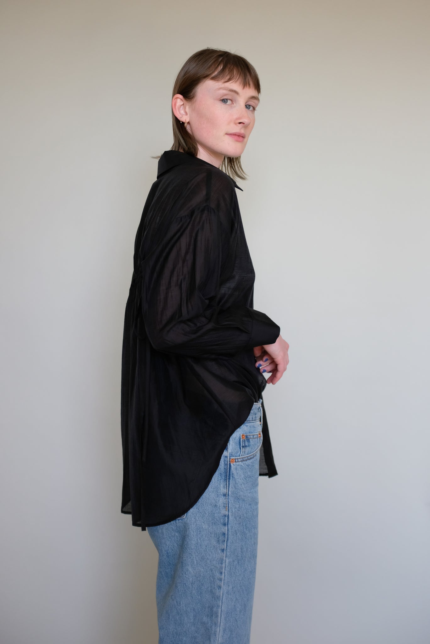 See through Shirts with string in Black