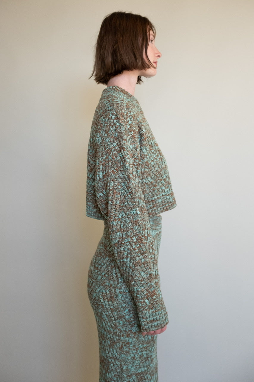 Mix Color Crop Knit in Mint