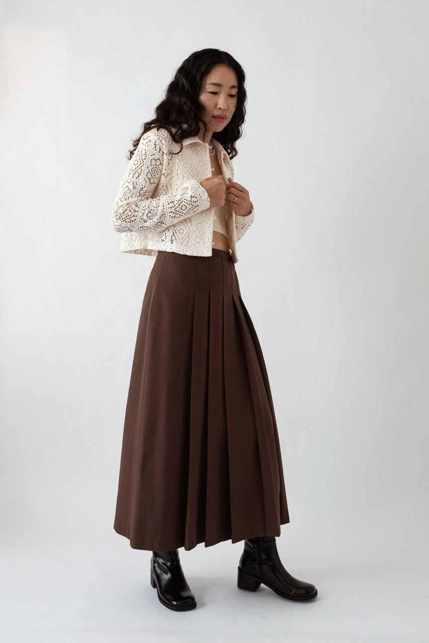 Meve Pleated Brown Skirt