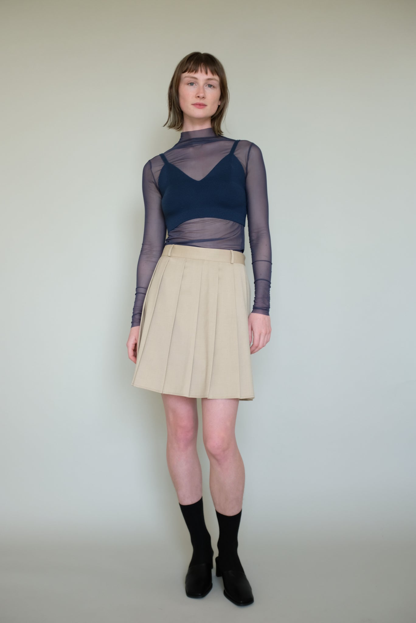 Mesh round neck in Navy