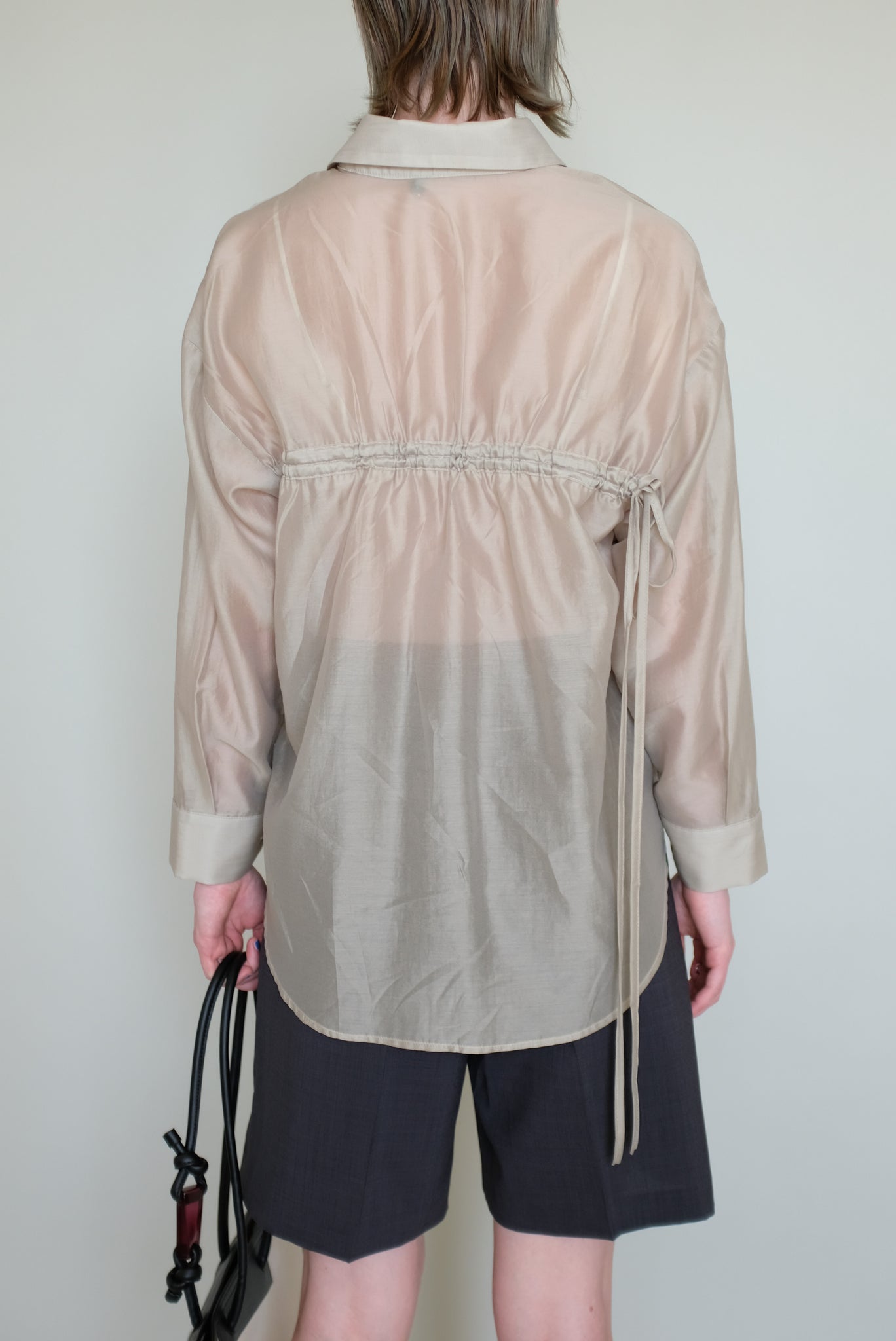 See through Shirts with string in Beige