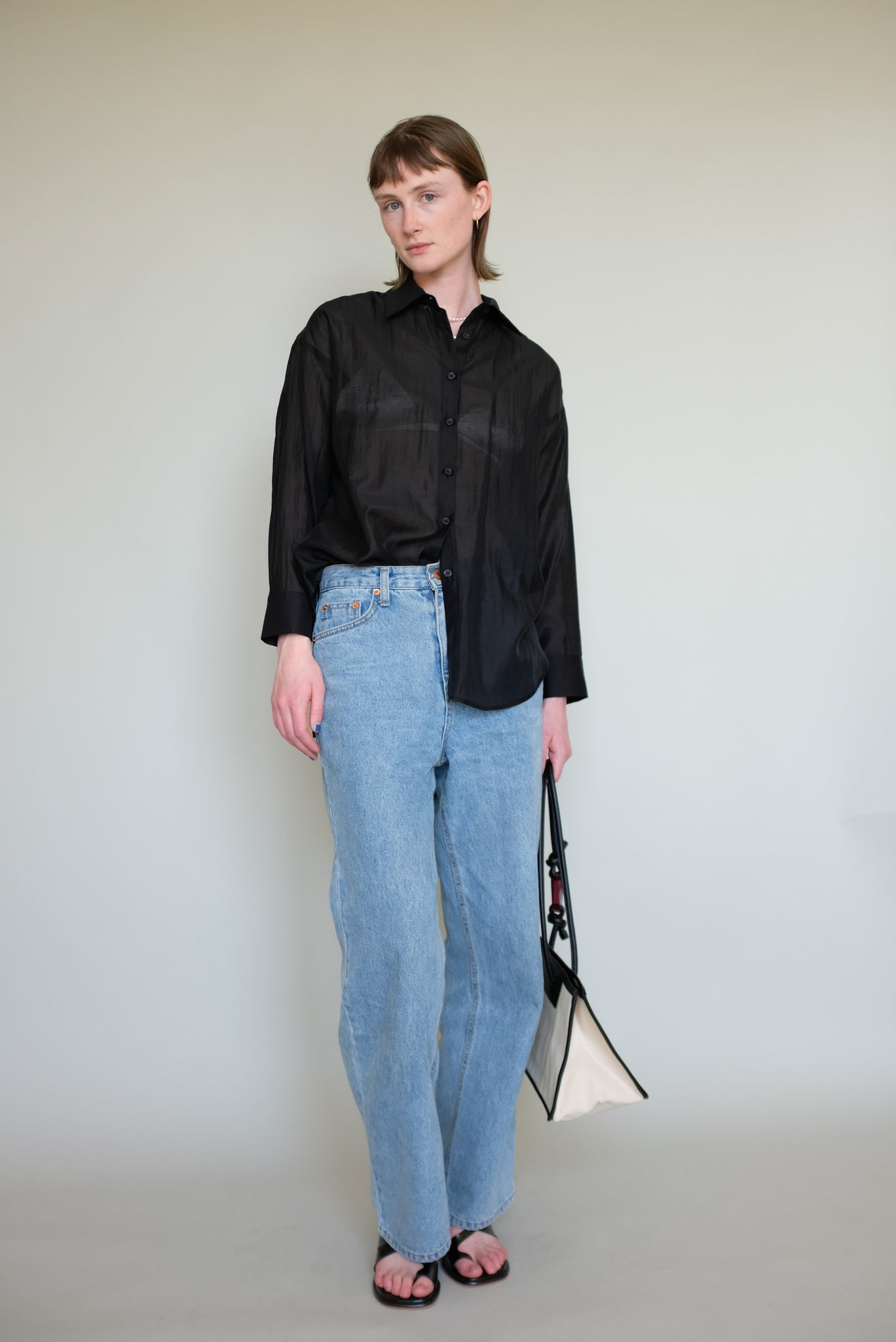 See through Shirts with string in Black