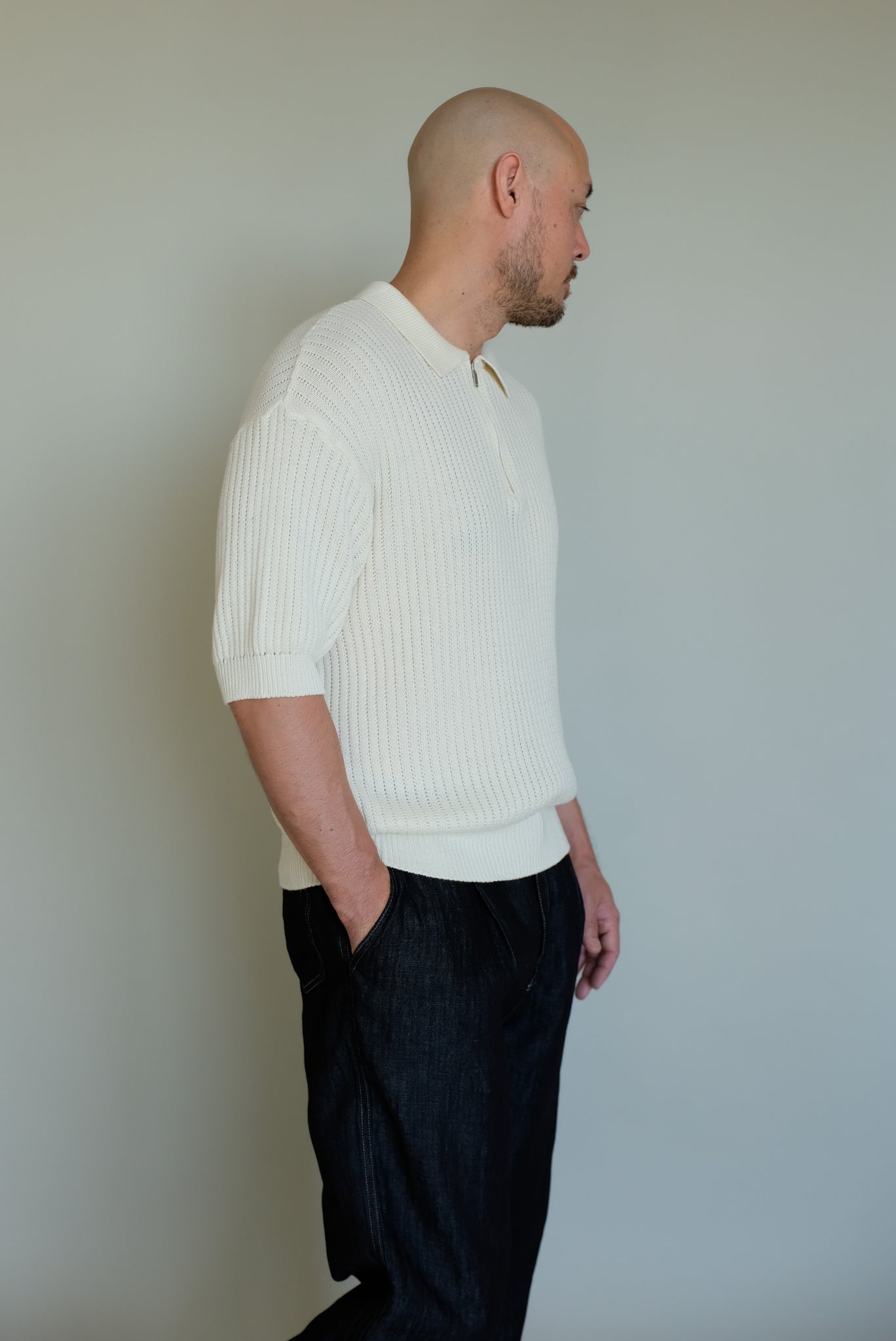 Half zip up Knitwear in Cream